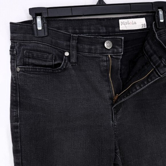 Pistola Skinny Jeans Size 28 Woman's Mid Rise Distress Black Denim Stretch - Picture 4 of 14